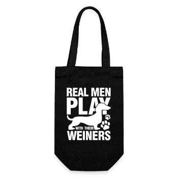 Real men play with their weiners - Geschenkbeutel für Flaschen - Schwarz - Vorne