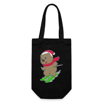 Bear Christmas Ski - Gift Bag for Bottles - black - Front