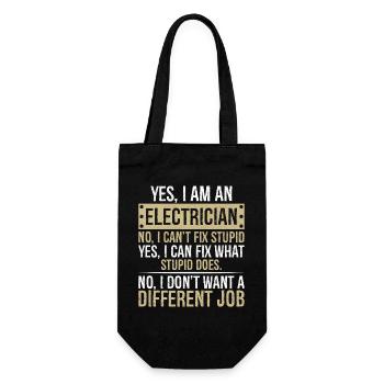 yes I am an Electrician no I can t fix stupid yes - Geschenkbeutel für Flaschen - Schwarz - Vorne
