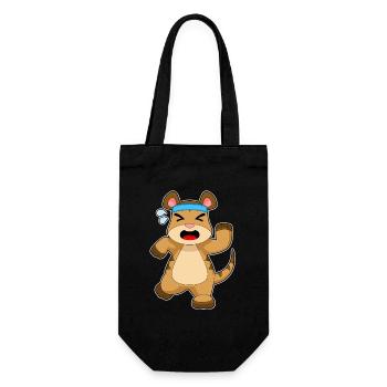 Erdmännchen Joggen Jogger Sport - Geschenkbeutel für Flaschen - Schwarz - Vorne