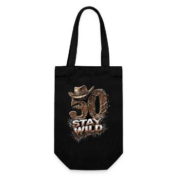 Geburtstag 50 Stay Wild - Geschenkbeutel für Flaschen - Schwarz - Vorne