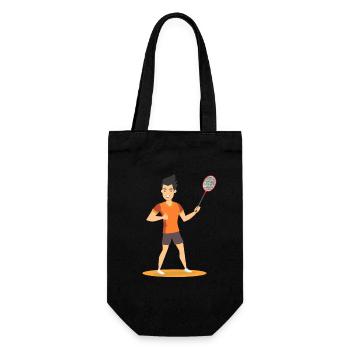 Badminton Player Comic Look - Gift Bag for Bottles - black - Front