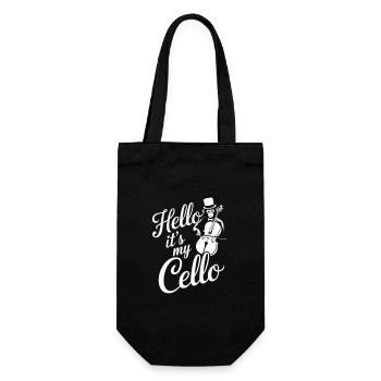Hello it's my Cello - Affe als Cellist - Geschenkbeutel für Flaschen - Schwarz - Vorne