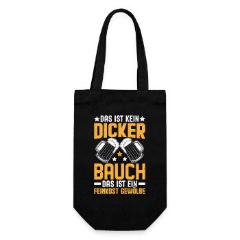 Lustiges Shirt: Feinkostgewölbe statt dicker Bauch - Geschenkbeutel für Flaschen - Schwarz - Vorne