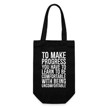 to make progress you have to learn to be - Geschenkbeutel für Flaschen - Schwarz - Vorne