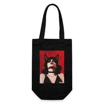 Femme séduisante avec des oreilles de chat - Sac à bouteille - noir - Devant