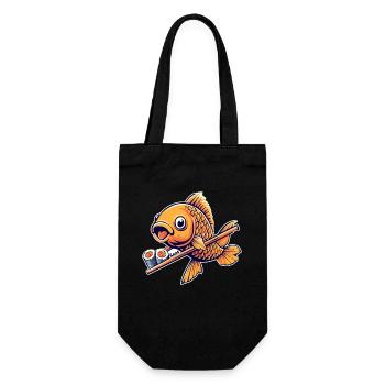 Funny Sushi Goldfish – Japan Food Art - Gift Bag for Bottles - black - Front