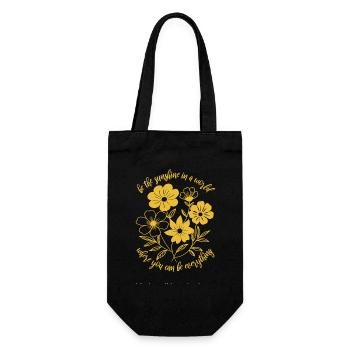 Blumen - Frühling - Be the sunshine - Spruch - Geschenkbeutel für Flaschen - Schwarz - Vorne