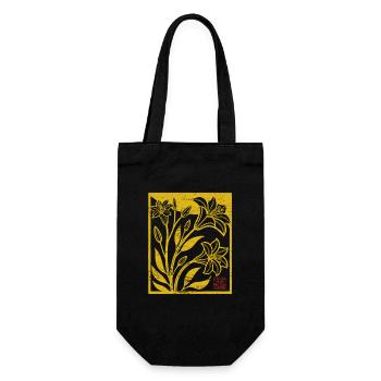 Blumen - Frühling - Be the sunshine - Spruch - Geschenkbeutel für Flaschen - Schwarz - Vorne