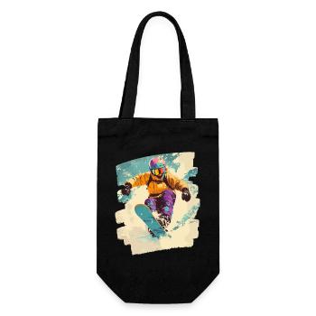 Snowboarder Pulverschnee - Geschenkbeutel für Flaschen - Schwarz - Vorne