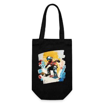 Snowboarder Pulverschnee - Geschenkbeutel für Flaschen - Schwarz - Vorne