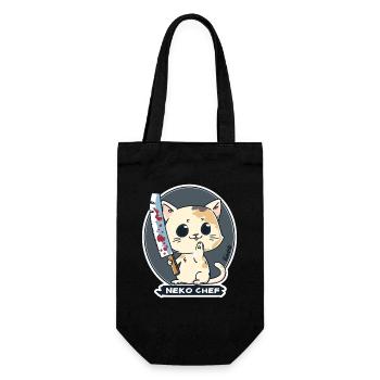 Neko Chef - Chat effronté avec couteau de chef - Sac à bouteille - noir - Devant