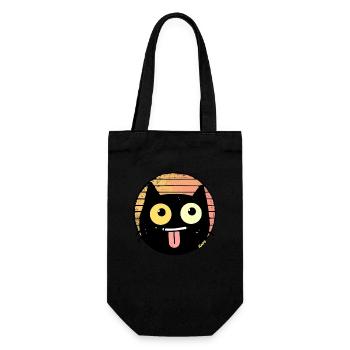 Freche Retro Katze - Geschenkbeutel für Flaschen - Schwarz - Vorne