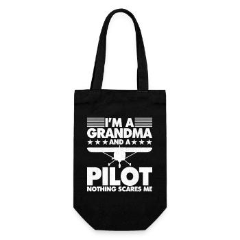 Je suis une mamie et un pilote, rien ne me fait peur - Sac à bouteille - noir - Devant