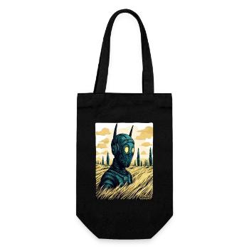 Cyborg avec des épis dans un champ de blé - Sac à bouteille - noir - Devant