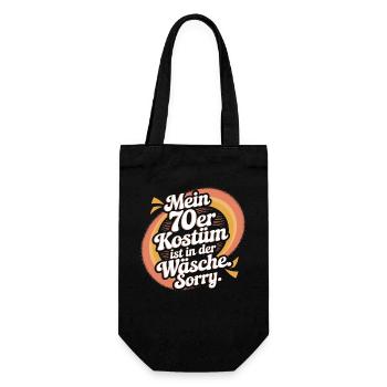 70er Jahre Kostüm Ist In Der Wäsche 70s Party 70er - Geschenkbeutel für Flaschen - Schwarz - Vorne