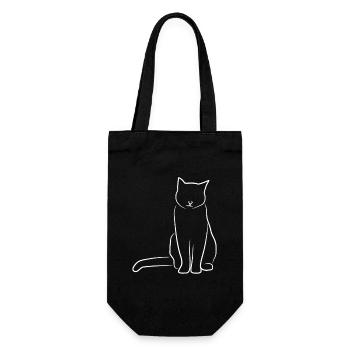 Katze Skizze - Geschenkbeutel für Flaschen - Schwarz - Vorne