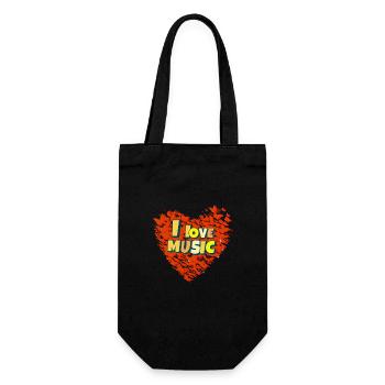 I Love Music Herz aus Schmetterlingen - Geschenkbeutel für Flaschen - Schwarz - Vorne