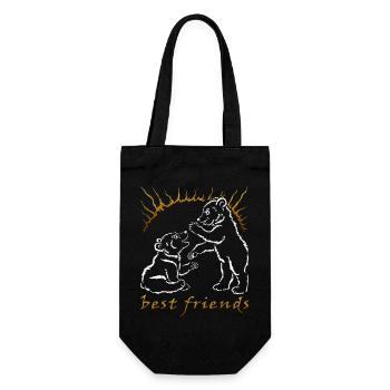 Two bears - best friends - Gift Bag for Bottles - black - Front