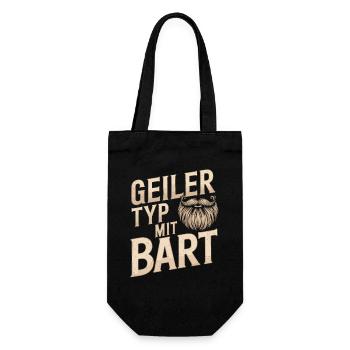 Geiler Typ Mit Bart Bartträger Barbier Vollbart - Geschenkbeutel für Flaschen - Schwarz - Vorne
