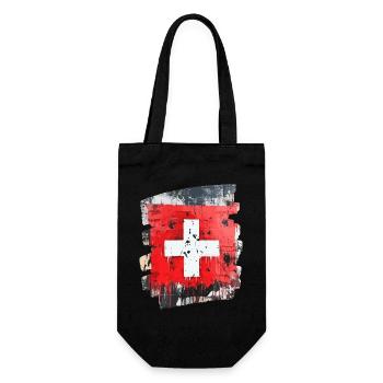 Schweizer Flagge Schweiz - Geschenkbeutel für Flaschen - Schwarz - Vorne
