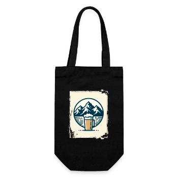 Mountain lake with mountain hut and coffee - Gift Bag for Bottles - black - Front