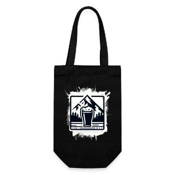 Mountain lake with beer glass motif - Gift Bag for Bottles - black - Front