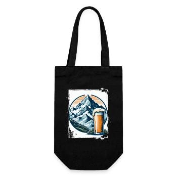 Mountain and Beer Nature Motif - Gift Bag for Bottles - black - Front