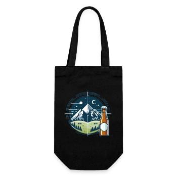 Paysage de montagne nocturne avec bouteille de bière - Sac à bouteille - noir - Devant