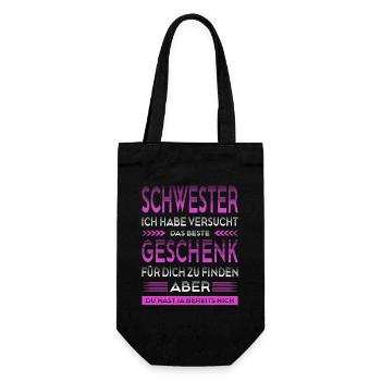 Schwester Beste Schwester Der Welt Geschenke - Geschenkbeutel für Flaschen - Schwarz - Vorne