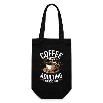 Coffee Coffee First Adulting Second Office Saying - Gift Bag for Bottles - black - Front