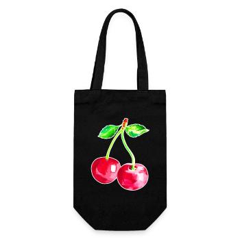 Cherry, Red cherries - Gift Bag for Bottles - black - Front