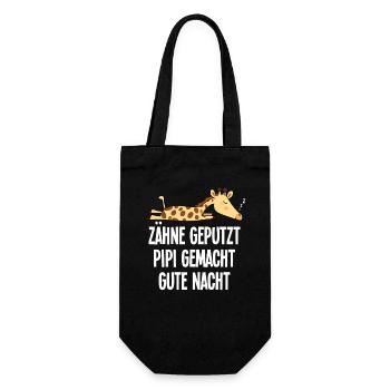 Sleeping Motif Funny Giraffe Teeth Brushed Saying - Gift Bag for Bottles - black - Front