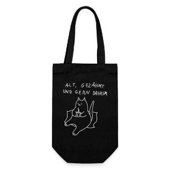 alt und gemütlich - katze spruch fauler kater - Geschenkbeutel für Flaschen - Schwarz - Vorne