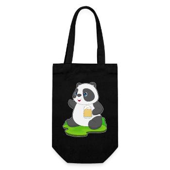 Panda Bier - Geschenkbeutel für Flaschen - Schwarz - Vorne