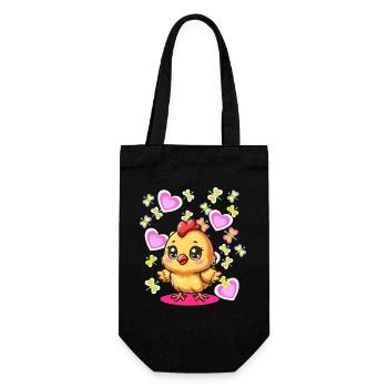Printemps Pâques Poussin Enfants Enfant Coeur de Poulet - Sac à bouteille - noir - Devant