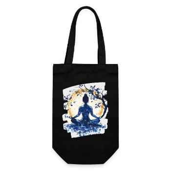 Yoga Namaste Meditation - Geschenkbeutel für Flaschen - Schwarz - Vorne