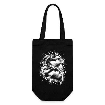 Two cute hamsters as a cool portrait - Gift Bag for Bottles - black - Front