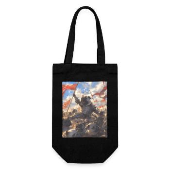 Epische Mops Revolution Kunstvolles Gemälde - Geschenkbeutel für Flaschen - Schwarz - Vorne