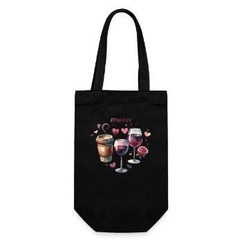 MomLife Café Vin Coeur Aquarelle Fête des Mères - Sac à bouteille - noir - Devant