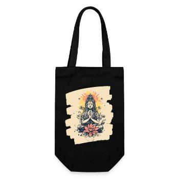 Yoga Namaste Meditation - Geschenkbeutel für Flaschen - Schwarz - Vorne