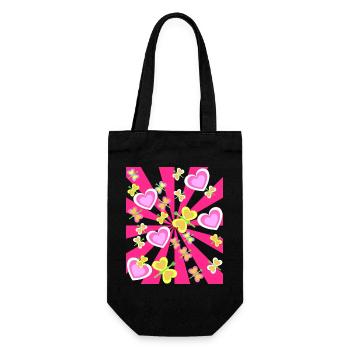 Spring Heart Hearts Summer Summertime Retro 80s - Gift Bag for Bottles - black - Front