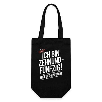 Ich bin Zehnundfünfzig Geschenk für 60. Geburtstag - Geschenkbeutel für Flaschen - Schwarz - Vorne