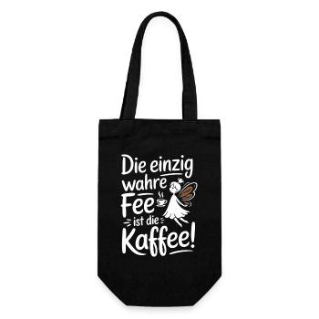 Kaffee Die Einzig Wahre Fee Ist Die Kaffee Spruch - Geschenkbeutel für Flaschen - Schwarz - Vorne