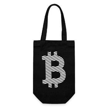 Bitcoin Symbol – Minimal Crypto Design - Geschenkbeutel für Flaschen - Schwarz - Vorne
