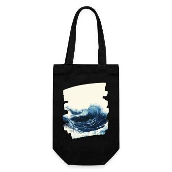 Wellen und Meer - Geschenkbeutel für Flaschen - Schwarz - Vorne