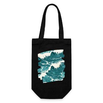 Wellen und Meer - Geschenkbeutel für Flaschen - Schwarz - Vorne