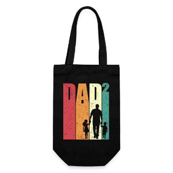 Dad Hoch 2 Papa Tochter Sohn Retro Geschenk - Geschenkbeutel für Flaschen - Schwarz - Vorne