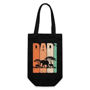 Dad Hoch 2 Elefant Zwei Kinder Vatertag Geschenk - Geschenkbeutel für Flaschen - Schwarz - Vorne