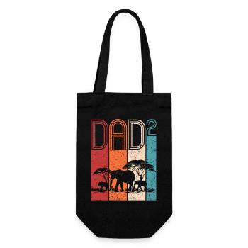 Dad of Two Kids Safari Elephant Father's Day - Gift Bag for Bottles - black - Front